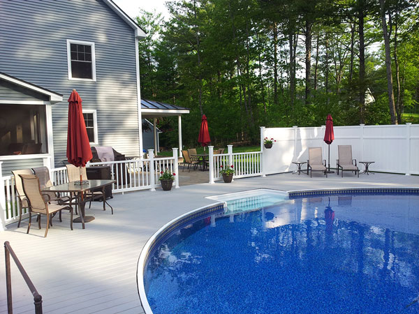 composite decking around inground pool